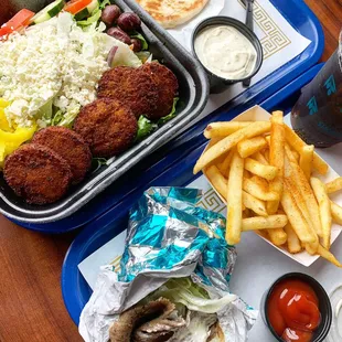 Falafel salad and gyro