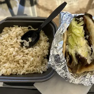 Kids mini gyro and Rice Pilaf