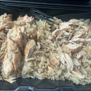 Skimpin on the chicken, a first for me here and rice has changed