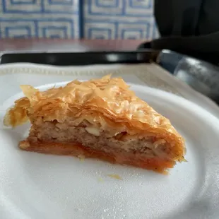 a piece of pie on a plate