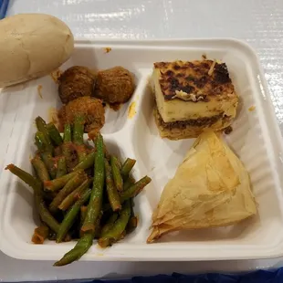 Greek Dinner: Pastitsio, Tiropita, Meatballs &amp; Green Beans