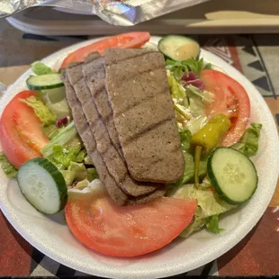 Greek Salad with Gyro meat.