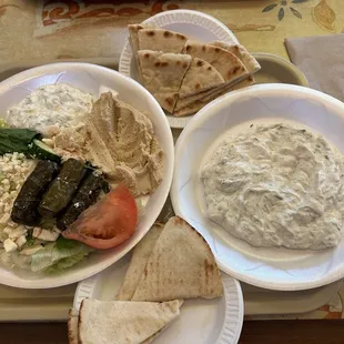 Gourmet veggie platter and cucumber sauce appetizer