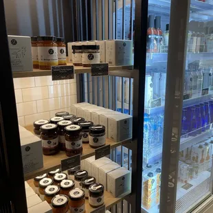 jars of honey in a store