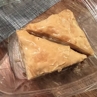 a piece of pie in a plastic container
