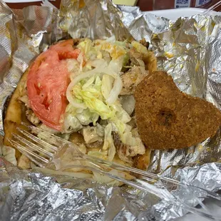 Chicken Gyro and falafel