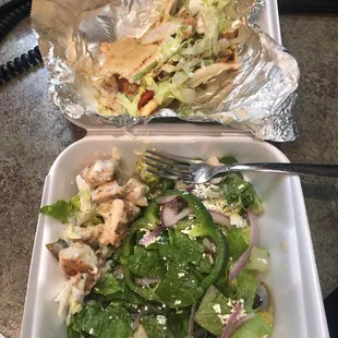 Chicken kebab and side salad  this chicken is flame y'all