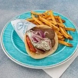 Beef &amp; Lamb Original Yero Pita with Hand cut French Fries