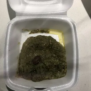 This is what $6 of, "baba ganoush" looks like. Tasted more like pesto.