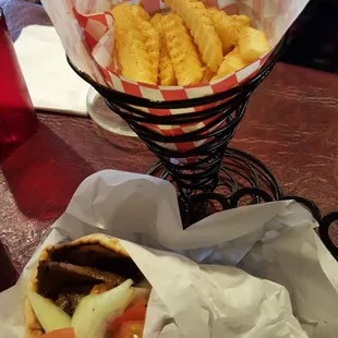 Gyro and French fries