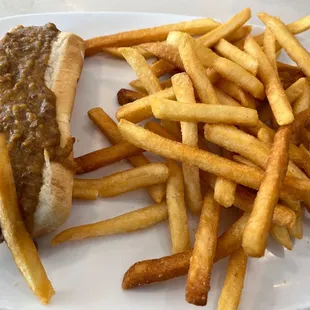 Chili dog  and French Fries