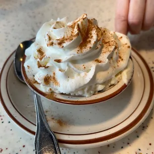 Rice Pudding with Whipped Cream and Cinnamon!