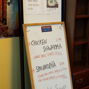 a menu for a restaurant