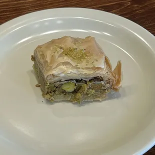 The pistachios baklava a great sweet treat.