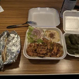 19,Shawarma Platter and 18. Grape Leaves