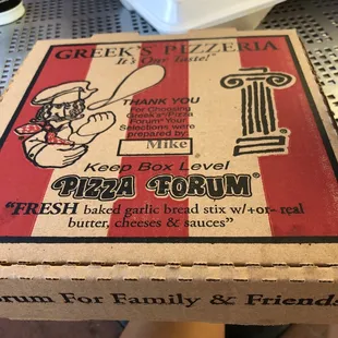 a pizza box on a table