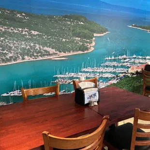 a view of a bay and boats