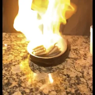 Saganaki (Flaming cheese)