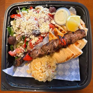 Greek Spot Special Plate with Lamb Souvlaki