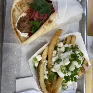 Lamb gyro with Greek fries
