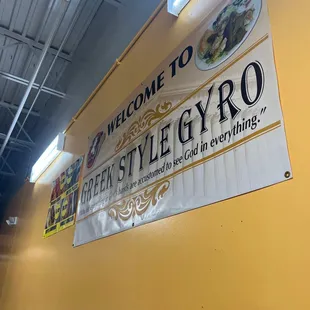 Business sign in the dining room.