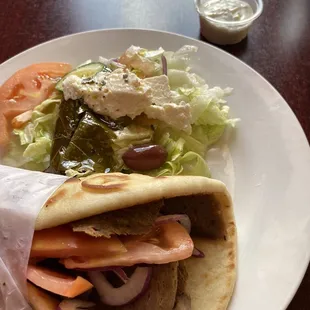gyros sand &amp; small greek salad