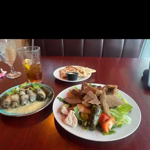 I ordered Dolmades, a large Greek salad with Gyro meat, and an iced tea.