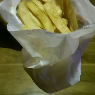 Lightly salted, but a large sized bag full of fries