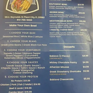 Menu &amp; Hours