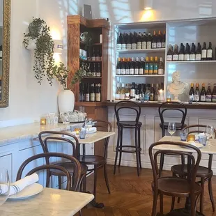 tables and chairs in a restaurant