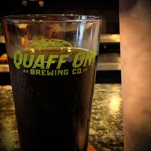 Mixed 2 quaff on beers. Sitting at an actual bar!