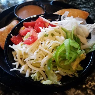 side salad with bread "sticks"