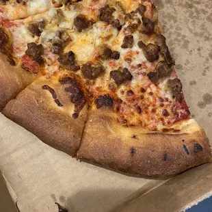 Burnt dry inedible pizza.