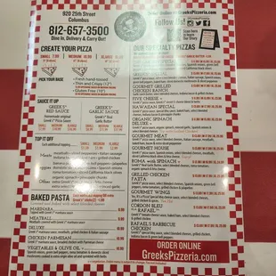 menu