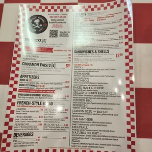 menu