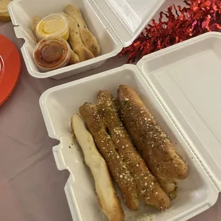 Garlic Parmesan breadsticks and Original breadsticks