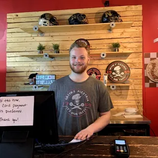 Blake who just happens to be the guy who's prepared all my tasty pizzas!