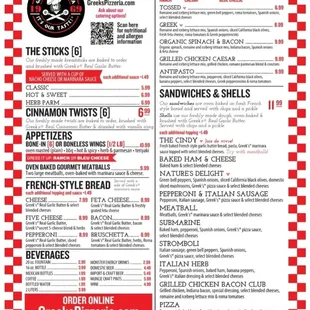 sushi and sashimi, menu