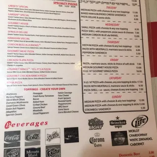 Menu back