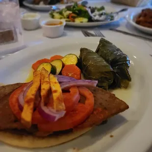 Dolmadas and Gyro split entrée