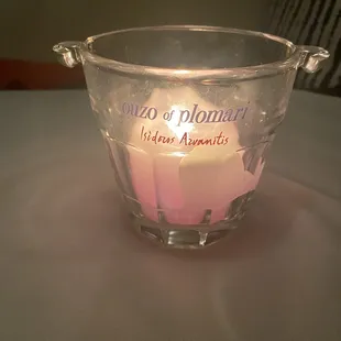 Candle on table