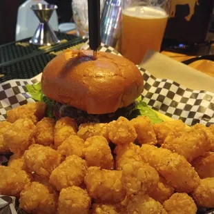 Nice burger and who doesn&apos;t like hot and crispy tots?