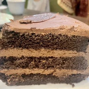 They have chocolate cake now, we split it three ways - slices are quite large