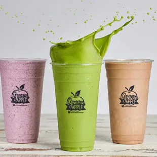 three smoothie drinks