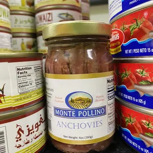 a variety of canned food