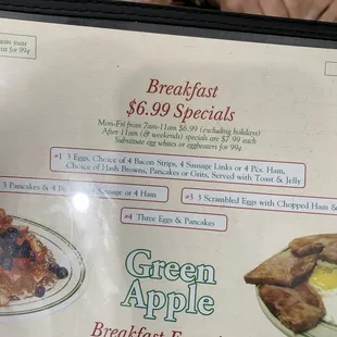 Daily $6.99 breakfast specials