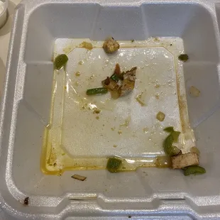 The grease collected in the bottom of quesadilla box!