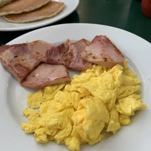 Scrambled eggs and ham