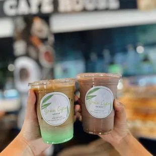 Iced pandan coffee // iced Ube coffee