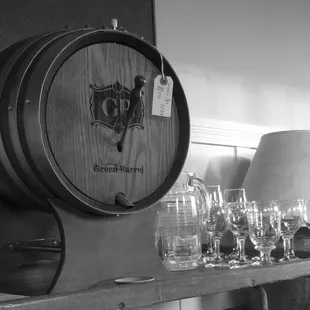 wine glasses and a lamp